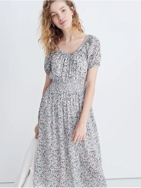 NWT Madewell smock waist peasant off the shoulder floral boho midi dress